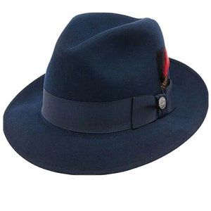 Stetson and Dobbs TWFRDK-8220 Men's Frederick Fedora 100% Wool Size 7 Navy New